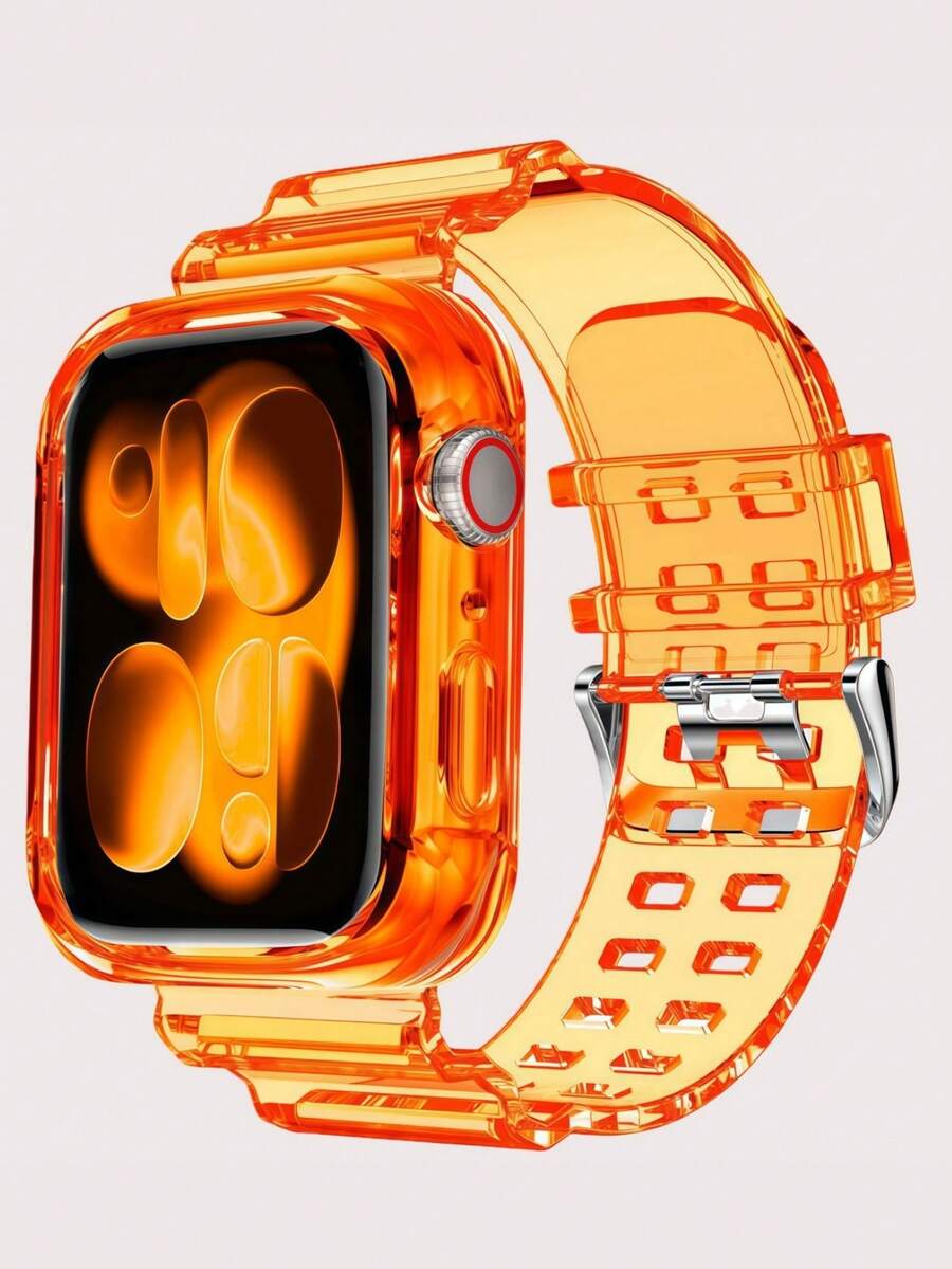二合一透明运动表带，带保护壳，兼容 表带 38/40/41/42/44/45/46/49mm，果冻运动保护替换腕带，兼容 11/10/9/8/7/6/5/4/3/2/1/SE Ultra 男女款（不含屏幕）