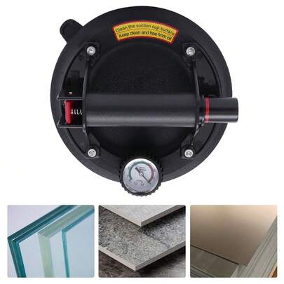 8-Inch Heavy-Duty Rubber Vacuum Suction Cup, 396.83LBS Strong Suction Power ABS Handle Suction Lifter With Visual Pressure Dial & Sealing Edge, One-Piece Portable Suction Tool With Carry Case For Glass Tile Granite Steel Plate