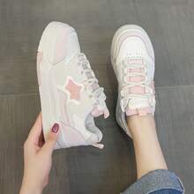 复古小众休闲硫化女鞋，透气白色运动鞋，适合春秋季穿着 - 粉色 - 查看 4