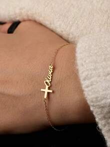 Personalized Custom Cross Bracelets, Custom-Made Cross Name Bracelets, Exquisite Cross Bracelet Gifts, Perfect For Christmas Gifts, Valentine's Day Gifts, The Ideal Bracelet For Friends And Family.