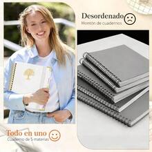 Libretas Pasta Dura, 300 Pginas con 5 Separadores Extrables de PVC y Bolgrafo Metlico, Espiral, Cuadernos Pasta Dura, para Apuntes de Trabajo, Hogar y Material Escolar Negro - blanco - Ver 3