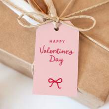 25/50 Pcs Whimsical Happy Valentines Day Gift Tag, Pink Bow Gift Tag, Blank Tags For Wedding Anniversary Party Present DIY Crafts - Multicolor - View 2