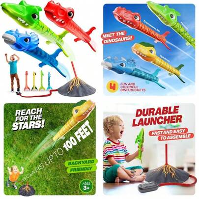 Blast Dinosaur Toy Rocket Launcher For Toys For 3-5 5-7 4-6 - Outdoor Toys For Kid Ages 4-8 - 3 4 Year Old Boy Birthday Gift - Gifts For Boys Age 3 4 5 6 Years Toy For ToddlersAn Excellent Tool For Introducing Space Science