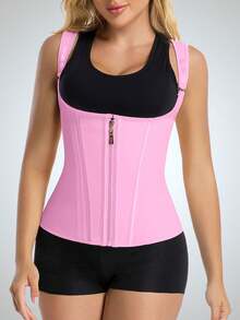 1件装和2件装束腰塑身背心拉链收腹塑形衣透气束腰带女士塑身运动束腰带可调节纽扣束腰带