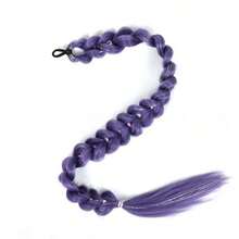 紫色编织假发，时尚迷人，适合女性、名人及角色扮演，彩虹渐变色，派对必备，编织马尾辫，轻盈耐用的合成纤维，适合节日、盛会、服装及配饰，超长浓密假发和马尾辫，派对及情人节装饰道具及配饰 - 彩色 - 查看 9