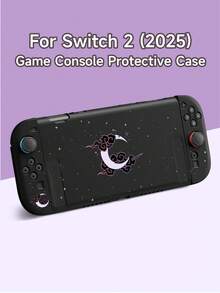1pc Cloud & Moon Space Pattern Compatible With Switch 2/Switch NS/Switch OLED Game Console Protective Case, New 2nd Gen, Black, TPU Soft Shell, Universal Controller Protective Cover, Switch Accessories, Anti-Drop, Anti-Slip, Scratch-Resistant, Stylish, Ramadan - Multicolor - View 1