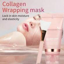 Collagen Overnight Wrapping Peel Off Facial Mask Pack - Elasticity & Hydration Care, Reduces Sagging & Dullness - Hydrolyzed Collagen For Glowing Skin - Korean Skin Care, Face Masks Skincare - 粉色 - 查看 6