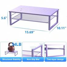 Printer Standsgianotter - Soporte de metal de 2 niveles para monitor de oficina organizador de almacenamiento de computadora para monitor de computadora portátil impresora suministros de oficina púrpura - Morado - Ver 5