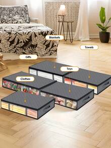 4 bolsas plegables para almacenamiento de edredones, bolsas organizadoras a prueba de polvo para debajo de la cama, adecuadas para edredones, mantas, ropa de cama, accesorios para el hogar y el dormitorio, ahorro de espacio para el armario, el dormitorio y los accesorios del hogar - Gris - Ver 3