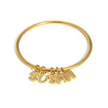 1pc Personalized A-Z Letter Stainless Steel Gold Polished Bangle Bracelet, Elegant Gift Box For Women, Girlfriend, Mother, Wedding