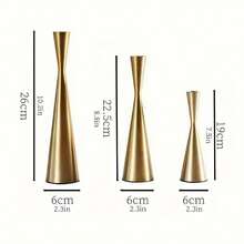 3pcs Luxury Unique Waist Candlestick Romadedi, Original Bronze Color Candle Holder, Slim Waist Candlelight Dinner Prop, Soft Decor, Suitable For Ramadan, Dining Table Center Decor, Wedding Reception, Holiday Fireplace Decor Or Home Decor (Candles Not Included) - Multicolor - View 6