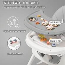 UBRAVOO 3-In-1 Baby High Chair Foldable Portable Baby Dining Chairs Eat & Play Convertible High Chair With Five-Point Snap Button,Double-Layer Dinner Plate And Toy Rack Christmas Gifts - Grey - View 8