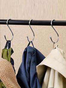 5 Packs S-Shaped Hooks, Heavy-Duty Stainless Steel Hooks, Kitchen Hooks, Home-Use S-Shaped Metal Steel Pipe Hooks. Versatile For Hanging Clothes, Kitchen Utensils, Tableware, Plants, Towels, Gardening Tools, Wall Picture Frames, Self-Adhesive Wall Hooks, Hooks, Wall Hooks, Bathroom, Towel Racks, Hooks, Wall Hooks, Door Hooks - Thickened Hook - View 3