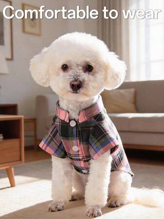 1 st. mjuk och söt hundkläder med julstämning, röd och grön färg/rutig/snöflingetryck, kortärmad tröja, lämplig för nallebjörn, pudel, schnauzer och andra små hundar