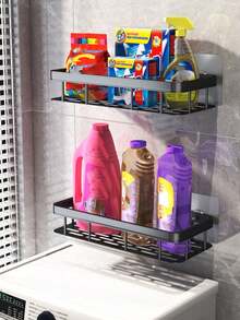 No Drill Bathroom Storage Rack, Wall-Mounted Bathroom Organizer Shelf, Suitable For Bathroom, Vanity, Toilet, Wall-Mounted Bathroom Shower Caddy, Bathroom Vanity Organizer, Wall-Mounted Adhesive Shower Caddy, Can Hold Shower Gel, Shampoo, Soap, Home Bathroom Decor, Bathroom Shelf, Autumn Decor, Back To School Bathroom - Multicolor - View 6