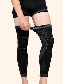 1 pieza Manga de pierna deportiva transpirable, manga de compresión de pierna completa tejida, adecuada para hombres y mujeres, correr, baloncesto, ciclismo, fútbol - Multicolor - Ver 9