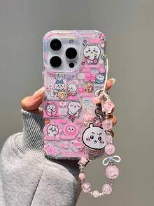 Japanese Korean Anime Chikawa Pink Tent Glowing Phone Case Compatible With  X RX XS MAX 11 12 13 14 15 16 Pro Max 7 8 Plus Mn Y2K  17 Air, 16, 15, 14, 13, 12, 11 - Với dây đeo - Xem 3