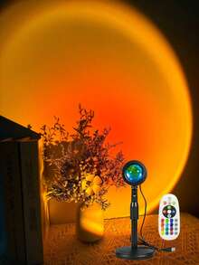 1个RGB日落灯,配有大遥控器,16色日落灯,爆款直播氛围灯,LED投影氛围灯,360°旋转,彩虹灯,日落投影灯,RGB日落灯,浪漫视觉氛围灯,USB投影仪,适用于摄影照明、装饰、自拍、直播、客厅卧室装饰、房间装饰、墙面装饰 - 投影-Ultra - 查看 7