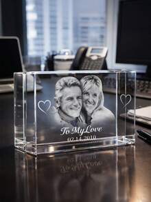 1 Customized 3D Crystal Photo Decoration For Couples – Laser-Engraved Photos, Perfect For Anniversaries, Valentine's Day, Birthdays, Or Wedding Anniversaries. A Romantic And Personalized Gift To Create Lasting Memories And Delight Your Beloved With The Most Special Surprise. - Black and White - View 2