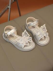 1 Pair Girls' Fashion Glitter Sandals, Non-Slip, Durable, Lightweight And Comfortable, Suitable For Party, Gathering, Outdoor Activities - Silver - View 6