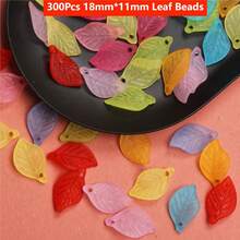 300Pcs 18*11mm Candy Color Acrylic DIY Jewelry Making Frosting Leaf Mini Pendant Jewelry Accessories - 300個18x11毫米樹葉珠 - 查看 5