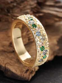 1 pieza Anillo de zirconia cúbica romántico, estilo de mujer, adecuado para bodas, compromisos, San Valentín y otras ocasiones - 1# - Ver 6