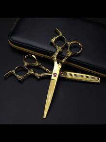 6.0 Inch Bamboo Knot Irregular Handle Bright Color Flat Scissors, Suitable For Teeth, Hair And Haircut, Fit For High-End Hair Salon, Private Custom Haircut And Thinning, As Well As Home DIY - 彩色 - 查看 5