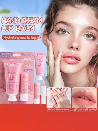 Set de 2 piezas de bálsamo labial y crema de manos que cambian de color, hidratante y con ingredientes a base de plantas, exfoliante y reductor de líneas de los labios, set de cuidado corporal para uso diario