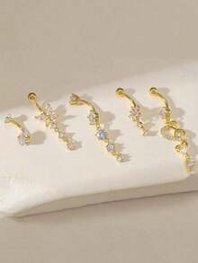 5入組時尚立體蝴蝶造型蓋臍戒，心形吊墜肚臍環，女性適用的穿孔珠寶，適合日常佩戴和節日送禮