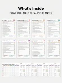 A5 ADHD Cleaning Planner Notebook - Weekly/Monthly Cleaning Schedule And Checklist, Suitable For Home Organization, Back To School Supplies, And Office Supplies