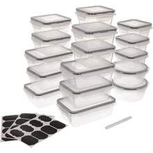 YQQ Juego de 16 recipientes herméticos para almacenamiento de alimentos organización y almacenamiento de cocina sin BPA contenedor de plástico transparente con tapas resistente a frio o calor.5735 - transparente - Ver 2