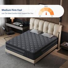 12"/14" Queen Mattres Twin Full Queen King Size Bed Mattress In A Box, Hybrid Pocket Spring Breathable Cotton Layer Mattress For Motion Isolation & Silent Sleep, Lumbar Support & Pressure Relief, Medium Firm - Màu xám than 12 inch - Xem 2