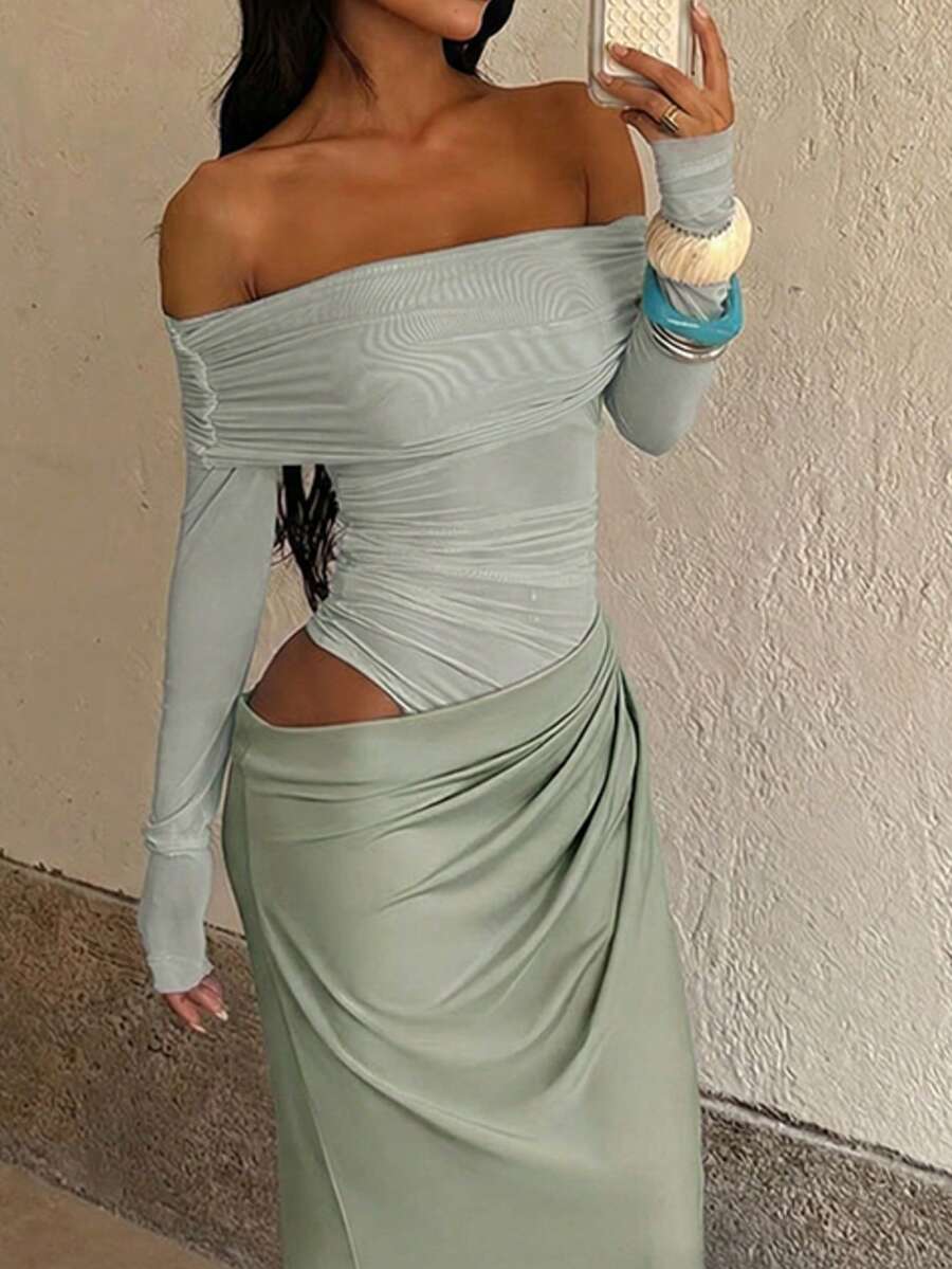 Đầm lưới khoét rỗng màu xanh lá cây đậm WOWDARK, đầm dạ hội trang trọng thanh lịch dành cho nữ, thích hợp cho Ngày Valentine, hẹn hò, tụ họp, tiệc tùng, du lịch, kỳ nghỉ, đám cưới trên bãi biển mùa xuân.