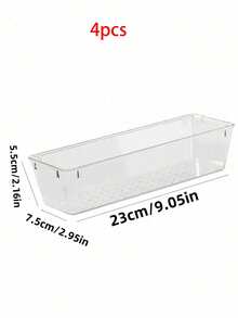 4pcs Transparent Cup Holder, Cosmetic Storage Basket, Skincare Rack, Bedroom Vanity Storage Box, Stackable Transparent Drawer Storage Box, Multifunctional Desktop Storage Box, Multi-Size Desktop Storage Box, Drawer Divider Organizer Box, Space-Saving Storage Box - Multicolor - View 10