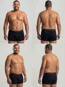 Set Of 4 Men's Plus Size Cotton Boxer Briefs, Anti-Thigh Pattern, Comfortable - 藏蓝色 - 查看 4