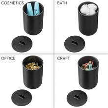 iDesign Cade Plastic Round Vanity, Standing Makeup Mirror and Accessory Tray for Countertop, Bathroom, Bedroom, Desk, Dorm, Blush - Negro mate - Ver 3