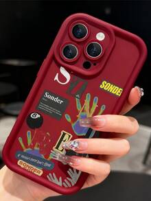 Sonder Hand Phone Case Artistic Typography Style For IPhone 17 16 15 14 13 12 11 Plus Pro Max. Express Yourself With A Unique And Creative Design A Thoughtful Gift For The Stylish Individual. - 酒紅色 - 查看 2