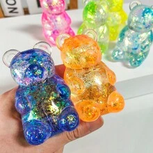 1/2/12个装可爱小熊挤压减压球,儿童感官玩具,可缓解压力,挤压糖果球,儿童派对礼物,挤压玩具,减压玩具,复活节彩蛋填充物 - 極光 - 查看 4