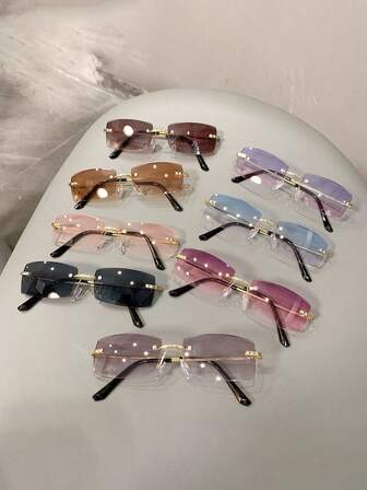 نظارات أزياء عصرية بدون إطار 2026 الجديدة، وتصميم فريد، مناسبة للنساء