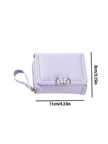 Portofel elegant cu trei pliuri pentru femei, portofel din piele sintetică de mare capacitate cu închidere fluture și accesorii aurii, design elegant cu trei pliuri cu închidere cu fermoar, sloturi multiple pentru carduri, compartimente pentru bani și buzunar securizat cu fermoar, poșetă subțire, dar încăpătoare, de zi cu zi, pentru cumpărături, serviciu, călătorii, petreceri, potrivit pentru femei și fete, accesoriu de modă și cadou - Multicolor - Vizualizare 8