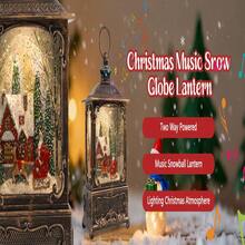 Holiday Gift Idea Musical Christmas Snow Globe Lantern Night Light With Soothing Melodies, Powered By Battery/USB - màu đen - Xem 2