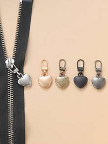 5pcs/10pcs Heart-Shaped Multi-Purpose Metal Detachable Zipper Pulls Replacement Zipper Sliders Repair Kit, For Luggage, Handbags, Backpacks, Jackets - Multicolor - View 2