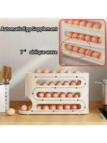 4-Layer Large Capacity Egg Storage Box, Refrigerator Side Door Egg Holder, Egg Preservation Box, Refrigerator Egg Rack. Made Of Durable PP Material. Suitable For Refrigerator Storage And Organization, Space-Saving, Essential Kitchen Preservation Tool.