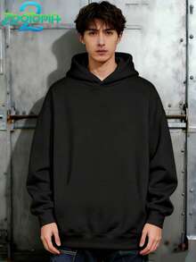 Disney Zootopia Series Stylish Stitch Print Hoodie, Men's Loose Long Sleeve Drawstring Hoodie, Print Autumn/Winter Hoodie (Men's Pullover Hoodie, Black Hoodie, White Hoodie, Winter Hoodie, Gray Hoodie, Men's Winter Hoodie, Plus Size Hoodie) - Black - View 3