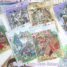 4款独特的DIY场景贴纸，房屋贴纸，剪贴簿贴纸，3D微缩房屋景观贴纸，可重复使用的风景贴纸，多种尺寸可选，剪贴簿用品，文具，趣味贴纸，笔记本电脑贴纸，Kindle手机贴纸 - 彩色 - 查看 5