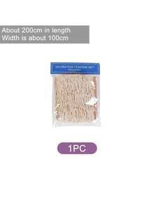 1pc Natural Cotton Fishing Net, Nautical Theme Cotton Fishing Net, Hawaiian Party Fishing Net Wall Decor, Beach Decor, Mermaid Nautical Theme Party Table Cloth - White - View 13