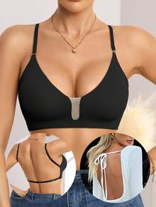 1pc Black Versatile Sexy Seamless Comfortable Bra For Women