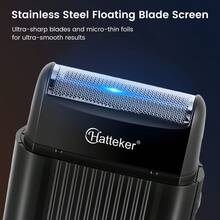 Hatteker 1pc Reciprocating Electric Shaver For Men With Display, Single Head Razor - Black - View 5
