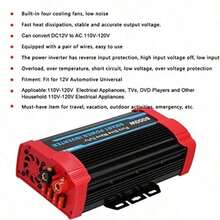 Car Power Inverter&Inversor de Corriente Aramox Inversor de Corriente Onda Sinusoidal Pura 12000W Pico 12V a 110V-120V para Automoción Universal - Multicolor - Ver 3