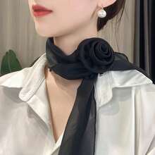 1 Peça Lenço Decorativo Longo de Chiffon de Cor Sólida de Rosa, Novo Lenço Elegante e Leve, Versátil e Amigável à Pele para Mulheres, Praia, Férias - Multicolorido - Visão 13